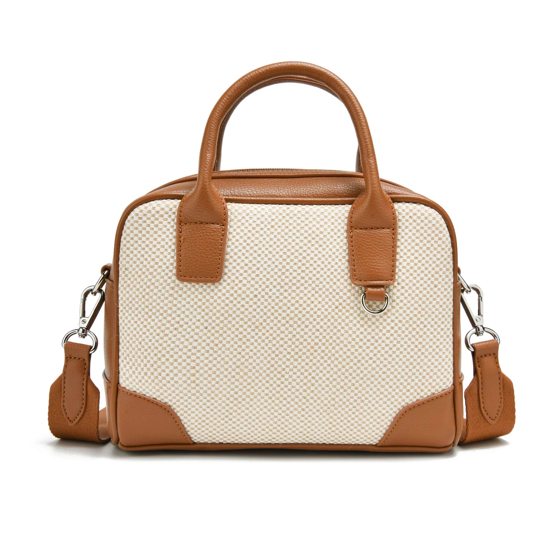 womens satchel crossbody, small woven purse, contrast trim handbag, summer satchel bag