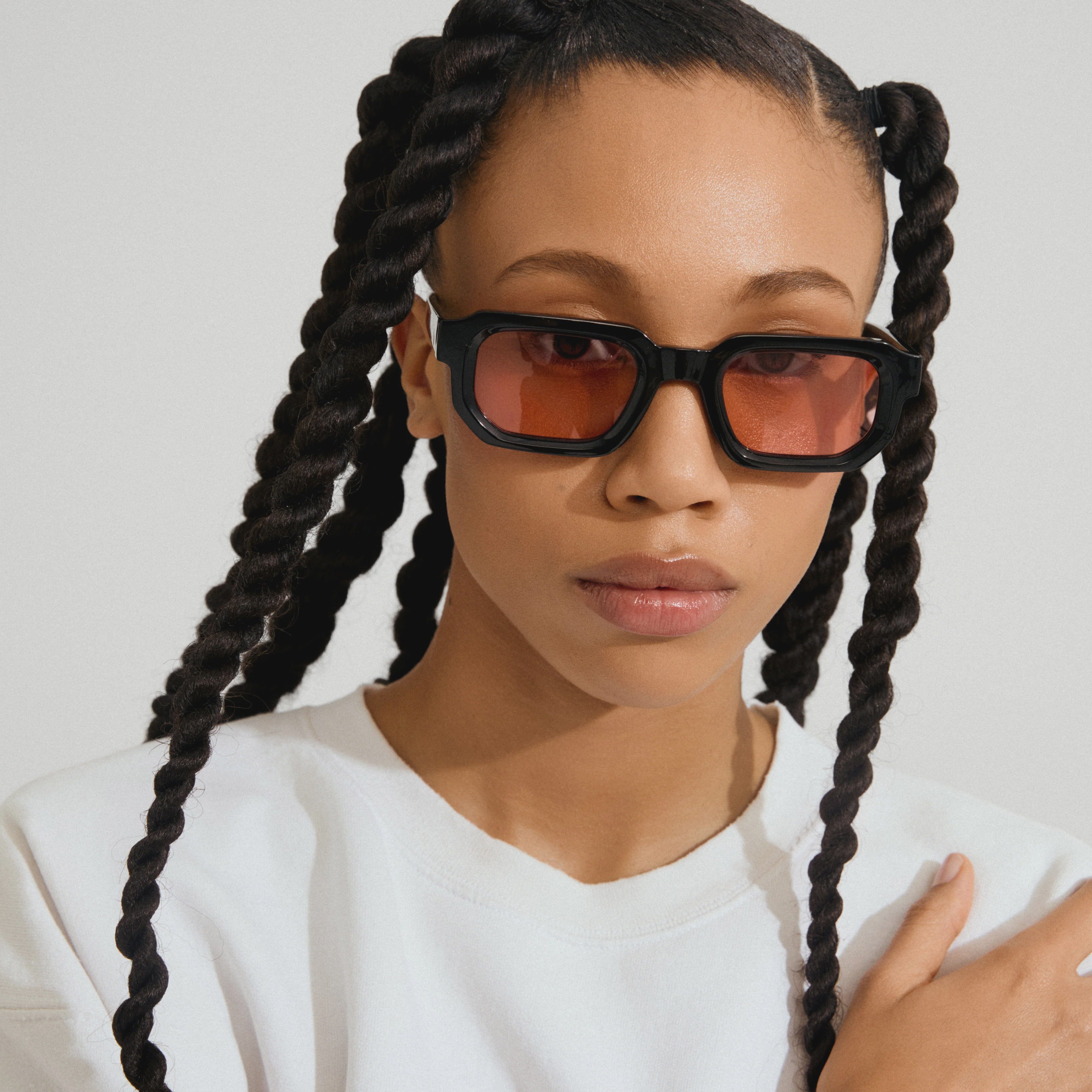 pilgrim sunglasses, black rectangular sunglasses, tinted lens sunglasses