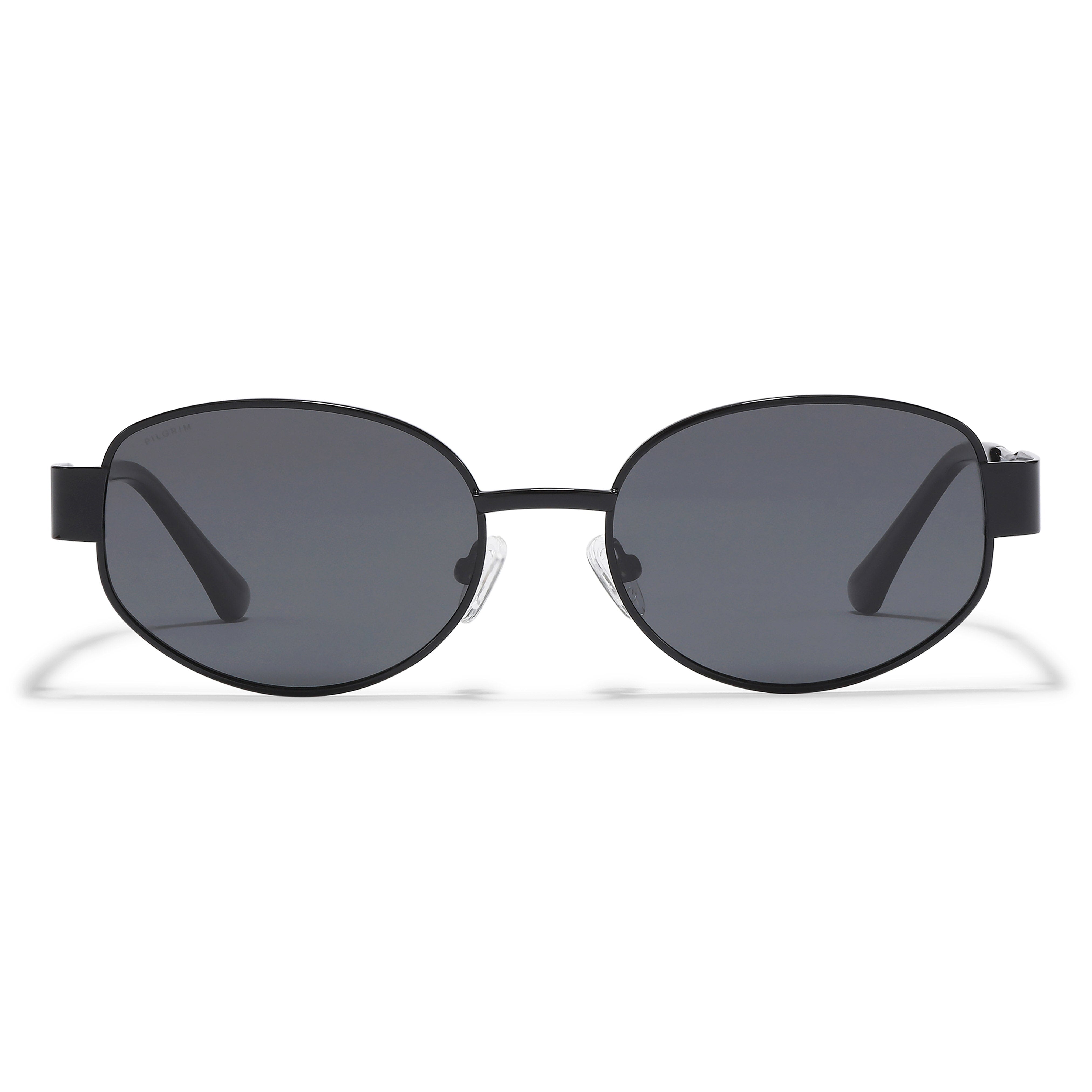 round black sunglasses, minimalist black eyewear