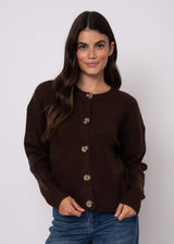 COFFEE BEAN CARDIGAN, RD STYLE, brown knit cardigan, espresso button sweater