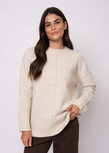cozy neutral sweater, ivory crew neck