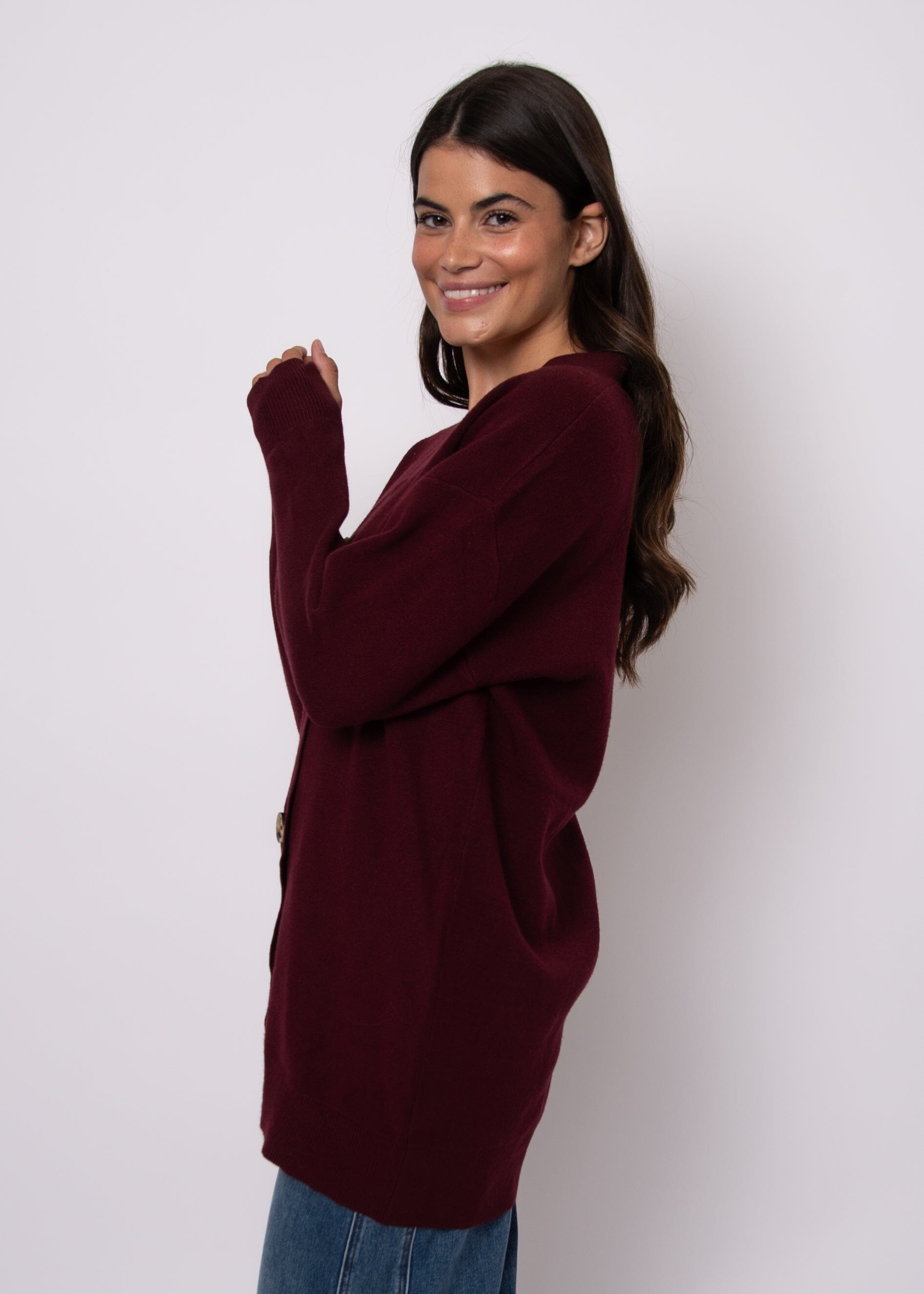 LONG BURGUNDY CARDIGAN Cardigan RD STYLE 