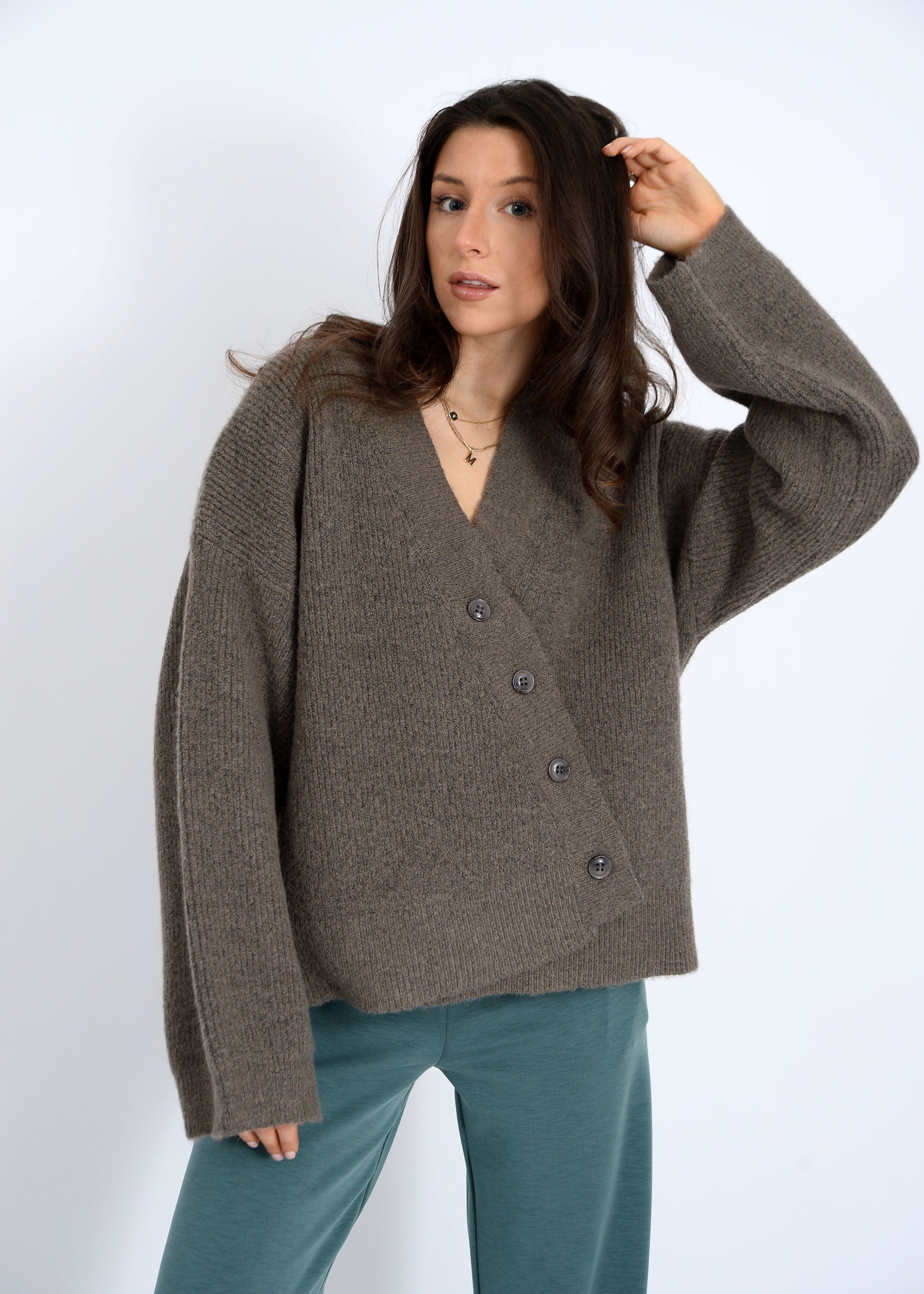 modern button front sweater, RD STYLE 