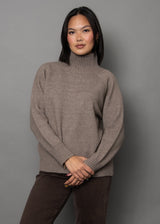 CLASSIC KNIT TURTLENECK , taupe sweater, RD STYLE 