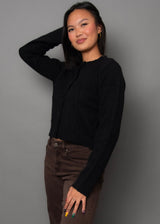 BLACK CREW NECK CARDIGAN Cardigan RD STYLE 