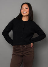BLACK CREW NECK CARDIGAN Cardigan RD STYLE 