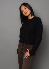 BLACK CREW NECK CARDIGAN Cardigan RD STYLE 
