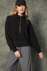 BLACK SOFT KNIT HALF ZIP Sweater RD STYLE 
