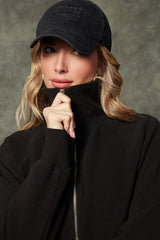 BLACK SOFT KNIT HALF ZIP Sweater RD STYLE 