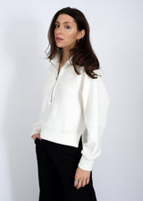 WHITE SOFT KNIT HALF ZIP SWEATER Sweater RD STYLE 