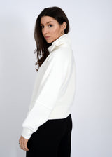 WHITE SOFT KNIT HALF ZIP SWEATER Sweater RD STYLE 
