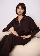 SOFT KNIT BROWN HALF ZIP Sweater, RD STYLE 