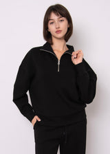black zipper neckline sweater