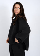 minimalist black sweater, soft knit lounge pullover
