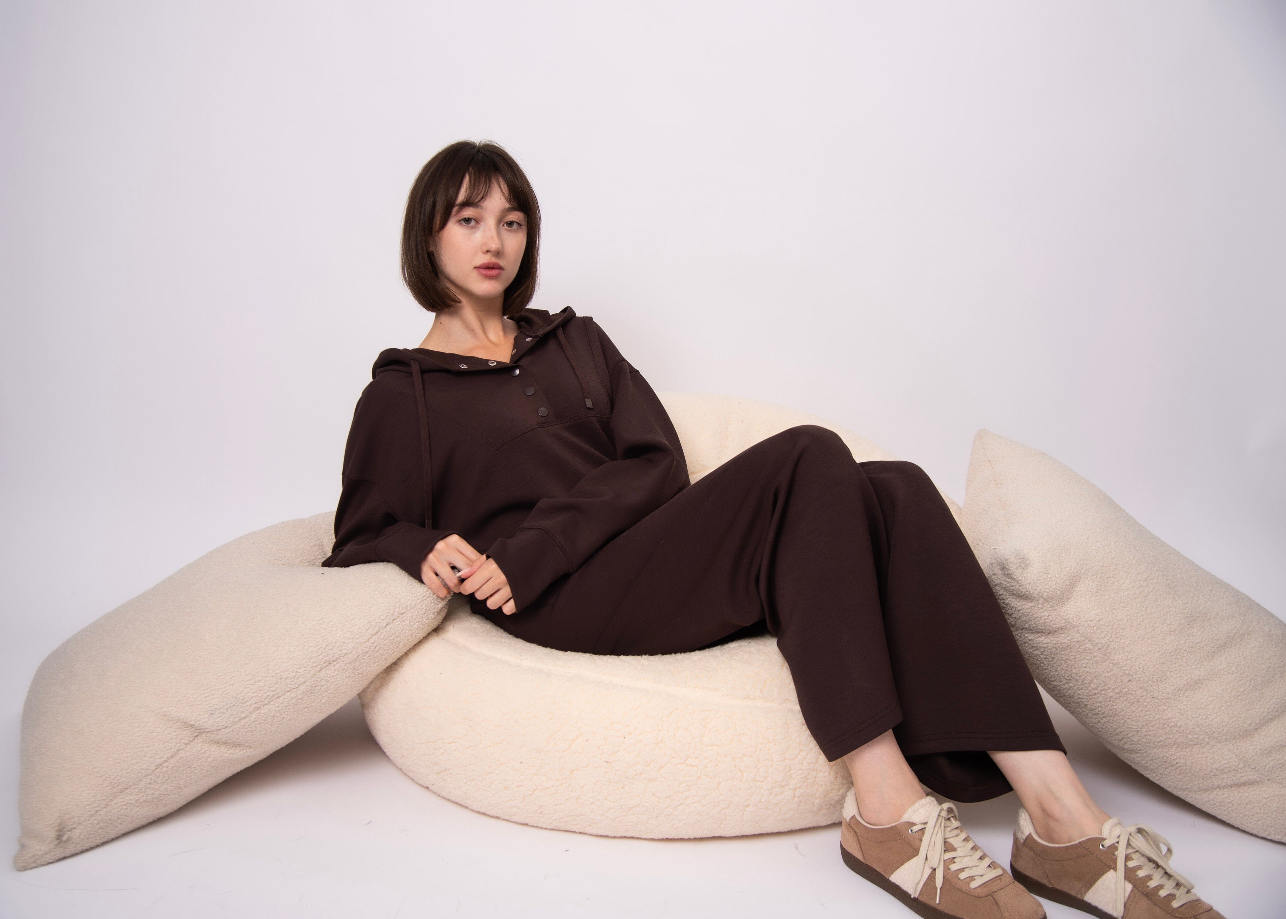 chocolate soft knit trousers