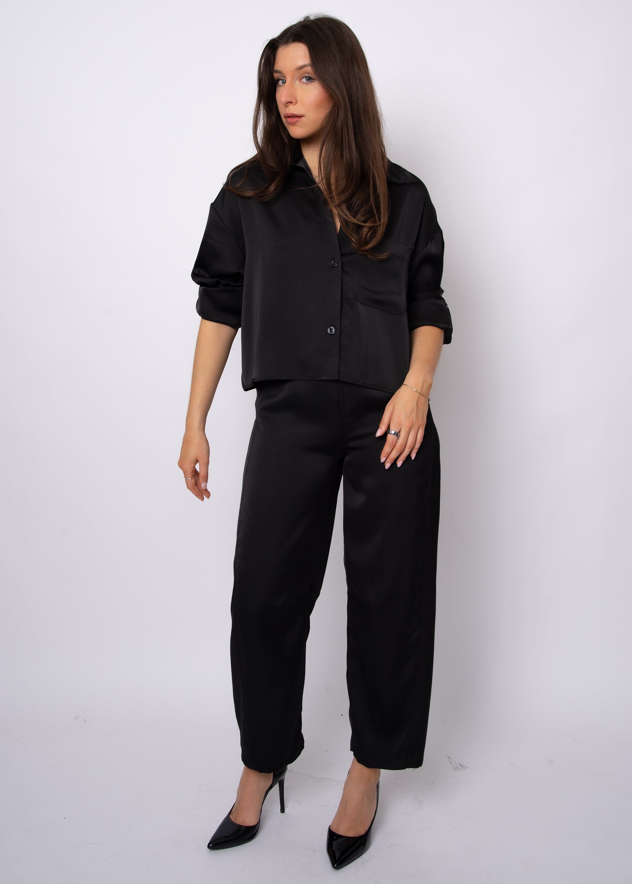 BLACK PULL ON BARREL PANTS PANT RD STYLE 