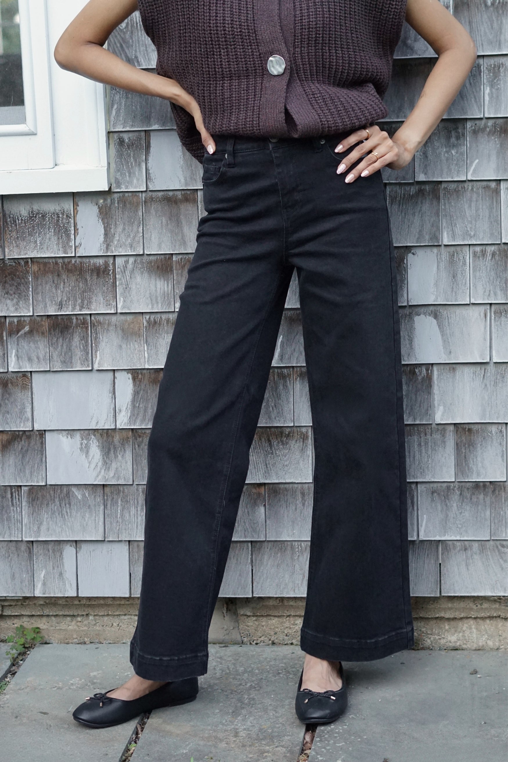 SLOANE STRETCH WIDE LEG JEAN- BLACK