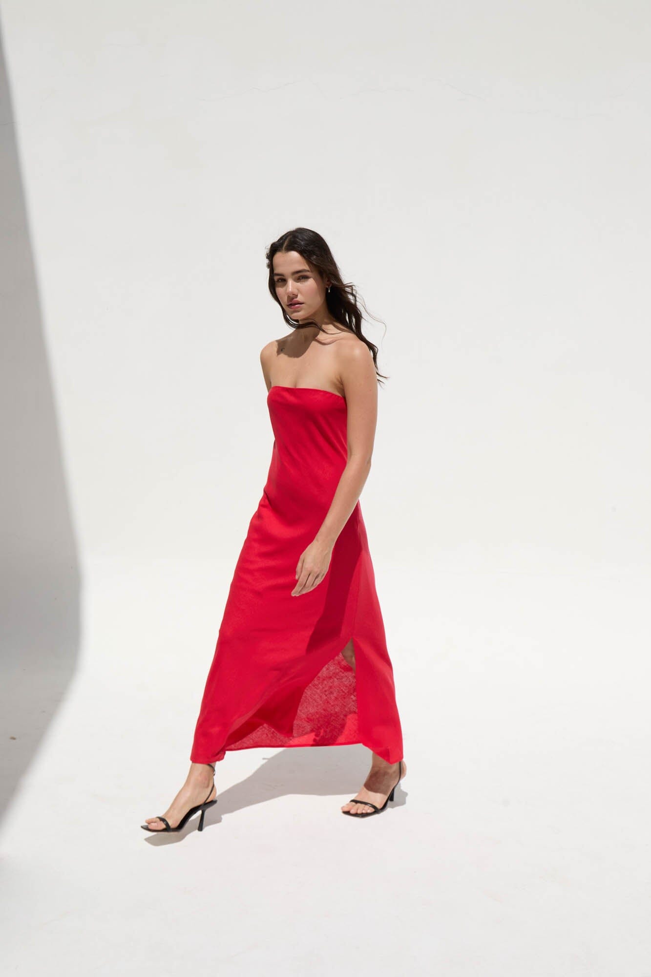 elegant red evening dress