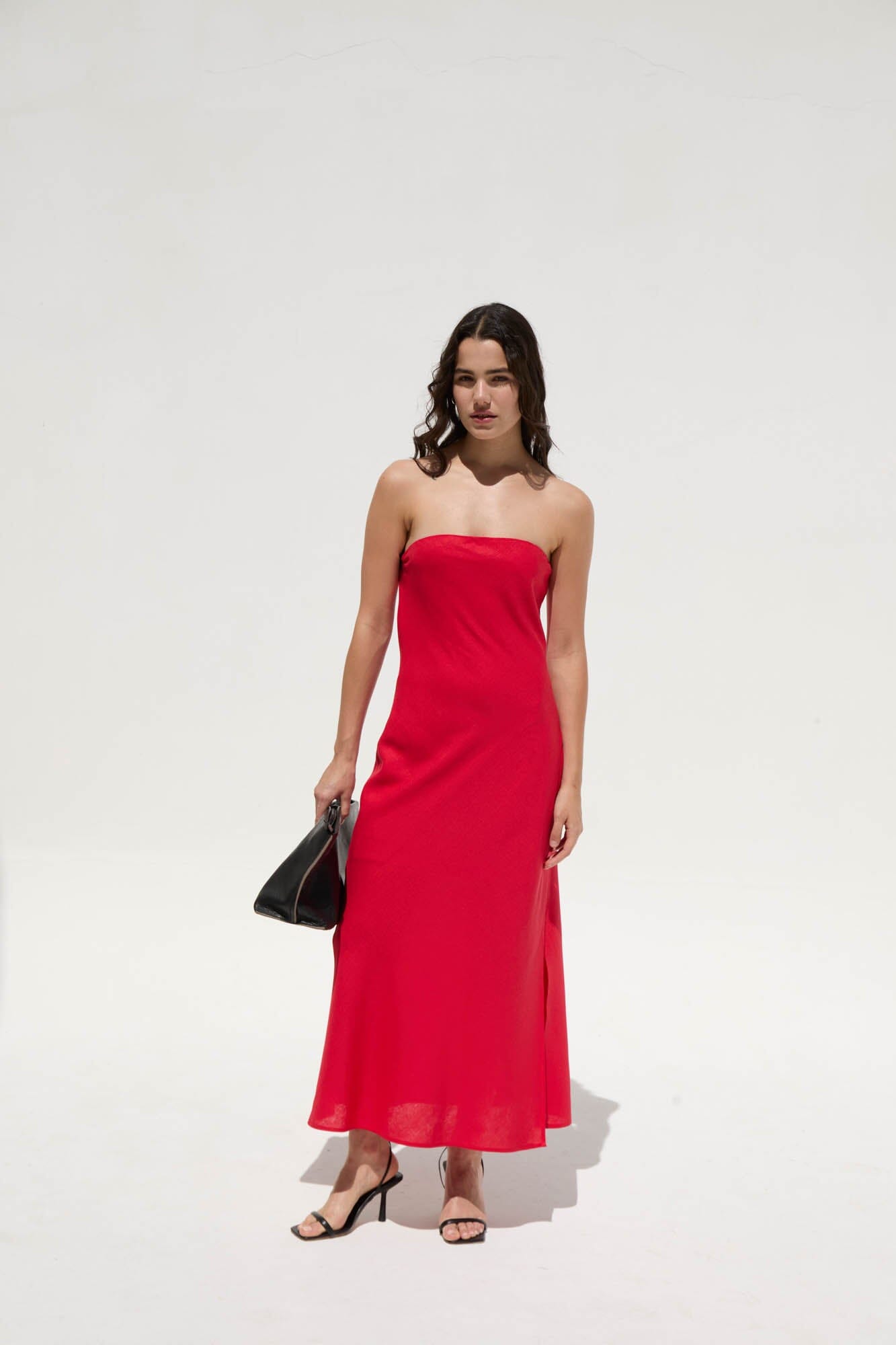 strapless slip dress