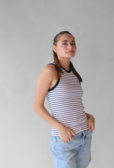 CREW NECK STRIPE MUSCLE TANK Top RD STYLE 