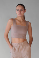 CLARE WIDE STRAP TANK (SAND) Top SECOND SKIN 