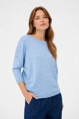 3/4 SLEEVE KNIT PULLOVER (BLUE)