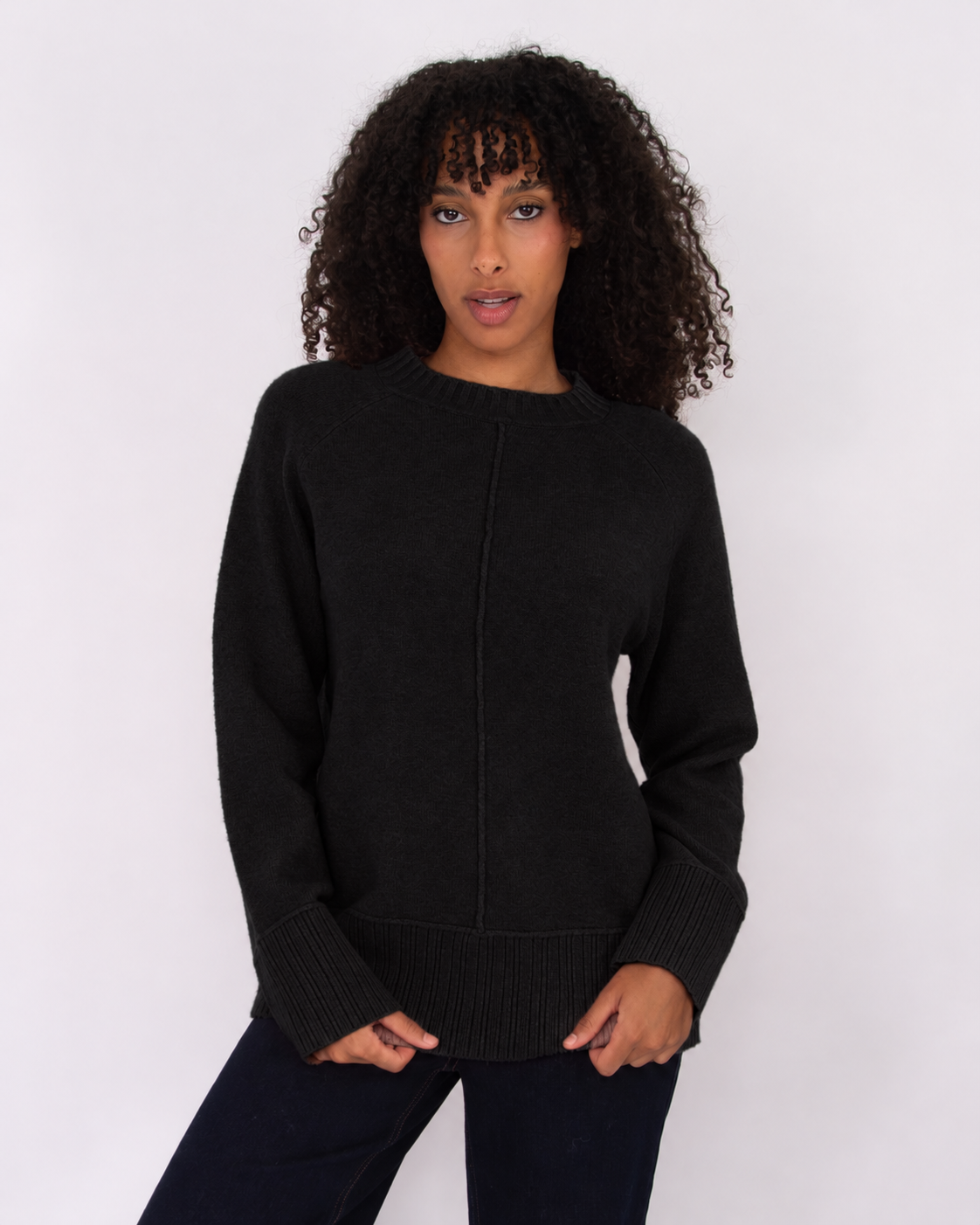 MARLOW SEAM DETAIL SWEATER (BLACK)