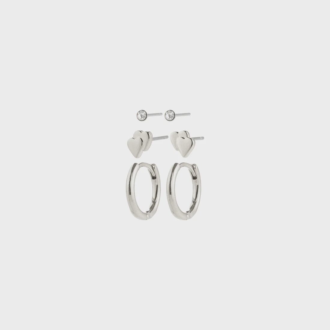 HALO SILVER EARRING SET, PILGRIM,  silver earring set, silver hoop and stud earrings