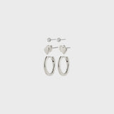 HALO SILVER EARRING SET, PILGRIM,  silver earring set, silver hoop and stud earrings
