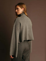 minimalist grey turtleneck top