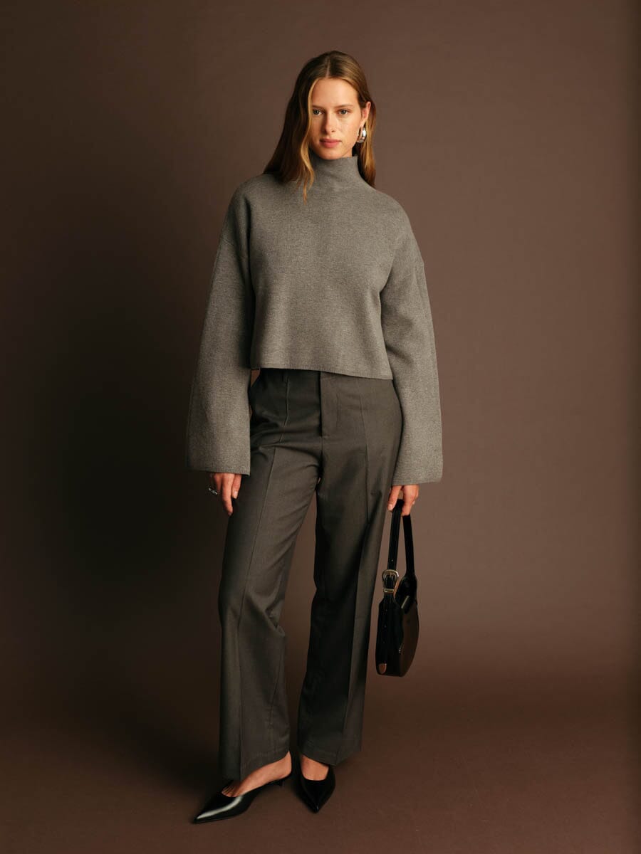 soft knit boxy sweater outfit