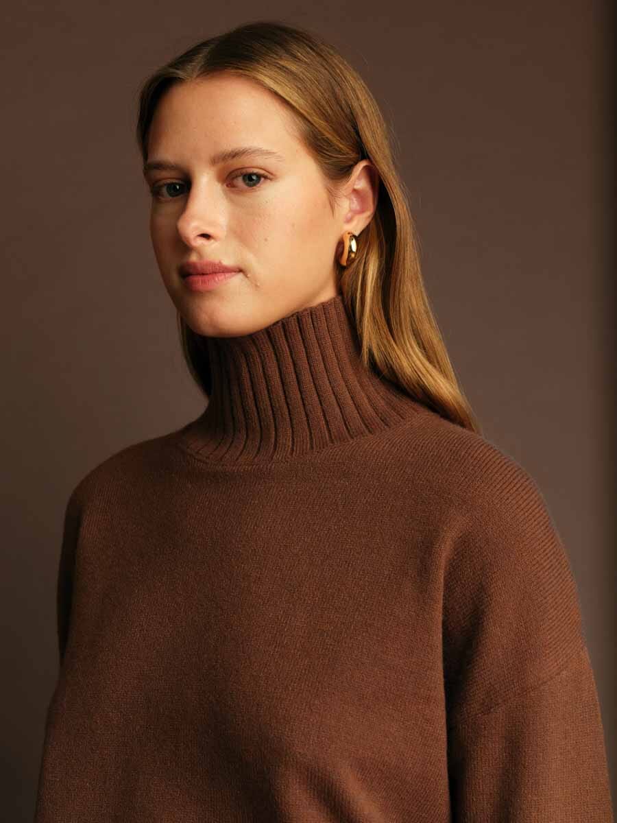 relaxed fall sweater, brown winter sweater