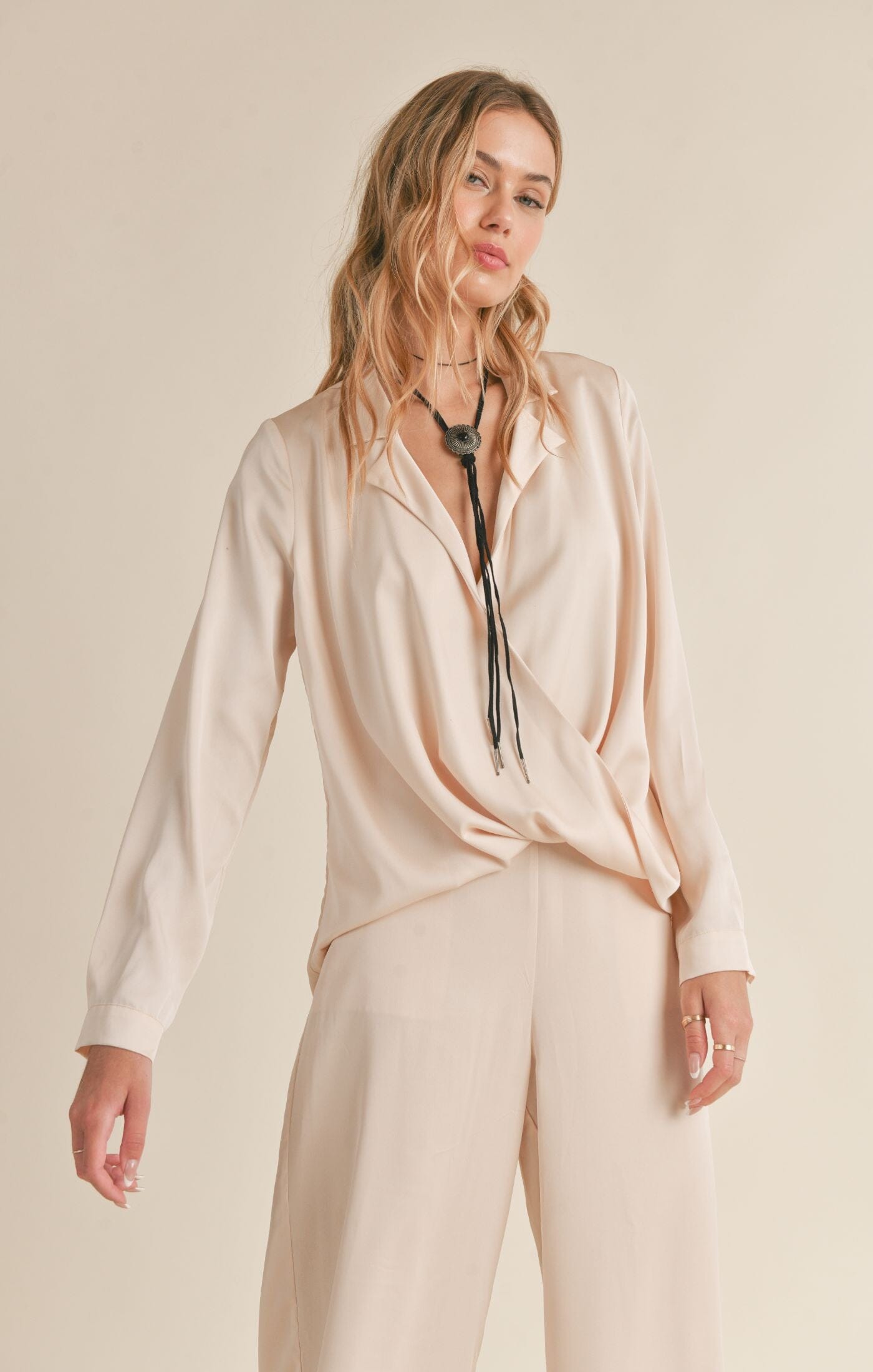 CHAMPAGNE WRAP BLOUSE Top SADIE AND SAGE 