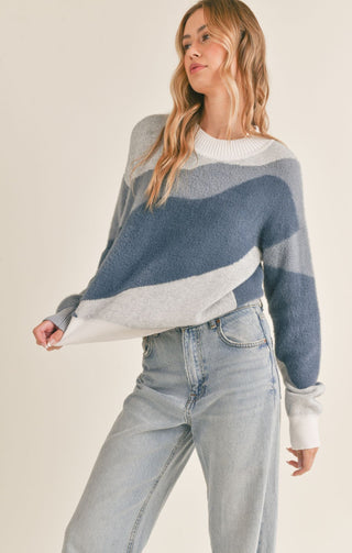 ABSTRACT BLUE FUZZY SWEATER Sweater SADIE AND SAGE 