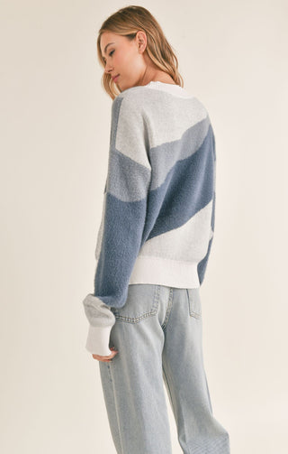 ABSTRACT BLUE FUZZY SWEATER Sweater SADIE AND SAGE 