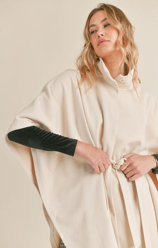 IVORY PONCHO WITH COLLAR Jacket SADIE AND SAGE 
