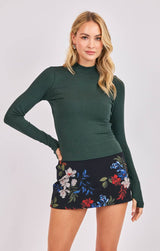 GREEN MOCK NECK TOP WITH THUMBHOLE Top SADIE AND SAGE 