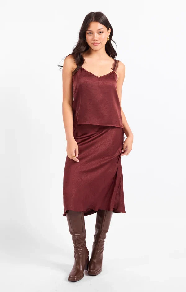 Celine Satin Midi Skirt