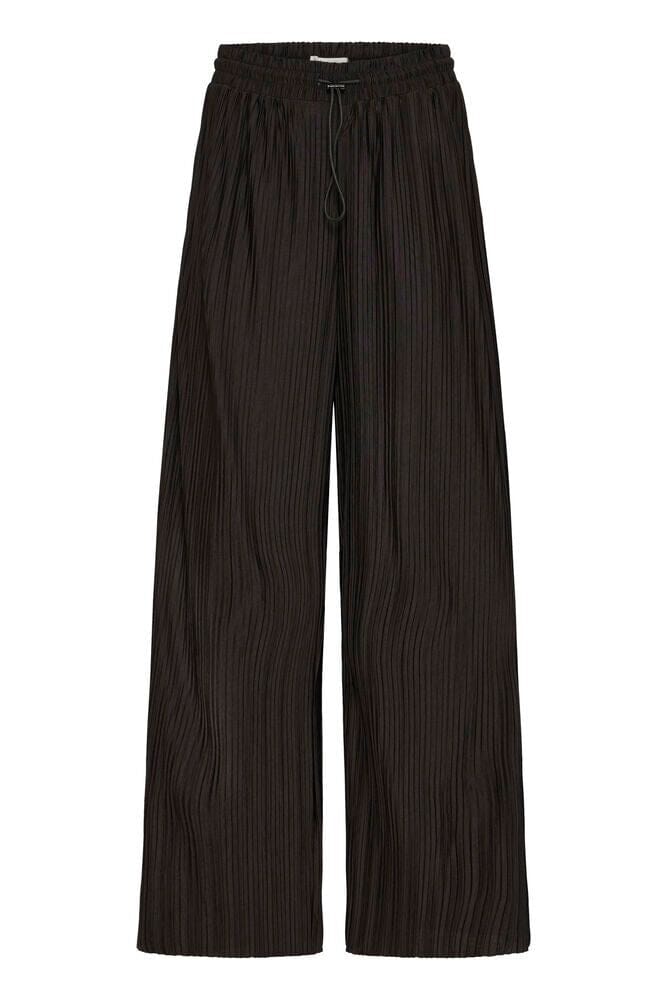 BLACK DRAWSTRING TROUSER PANT, ICHI, black drawstring trousers women, black wide leg pants women, elastic waist trousers women, relaxed fit black pants