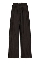 BLACK DRAWSTRING TROUSER PANT, ICHI, black drawstring trousers women, black wide leg pants women, elastic waist trousers women, relaxed fit black pants