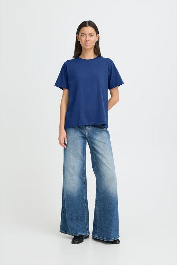 blue t shirt women, classic blue tee, relaxed fit t shirt