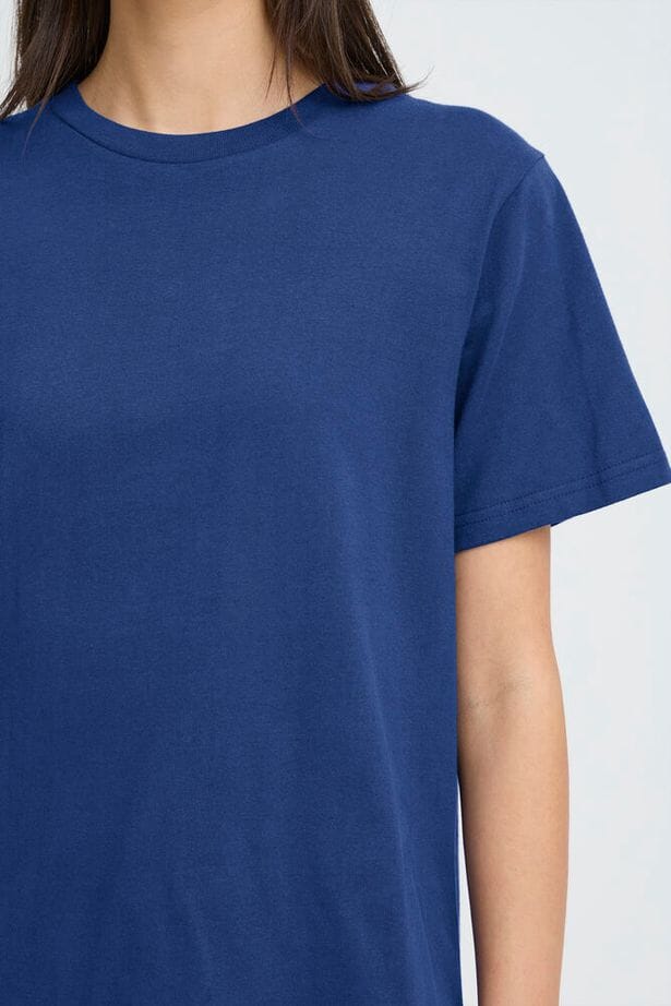 everyday cotton tee, women basic tee blue, crew neck t shirt women