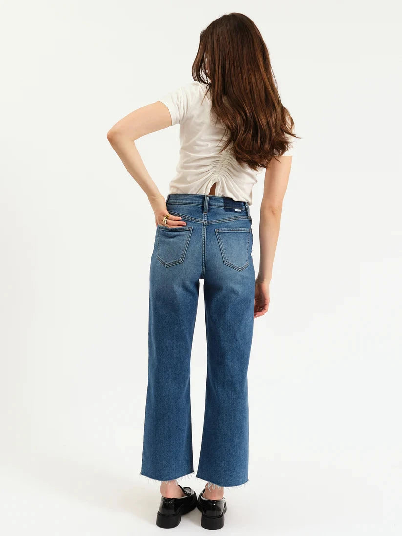 high waist cropped jeans, womens wide leg ankle denim 