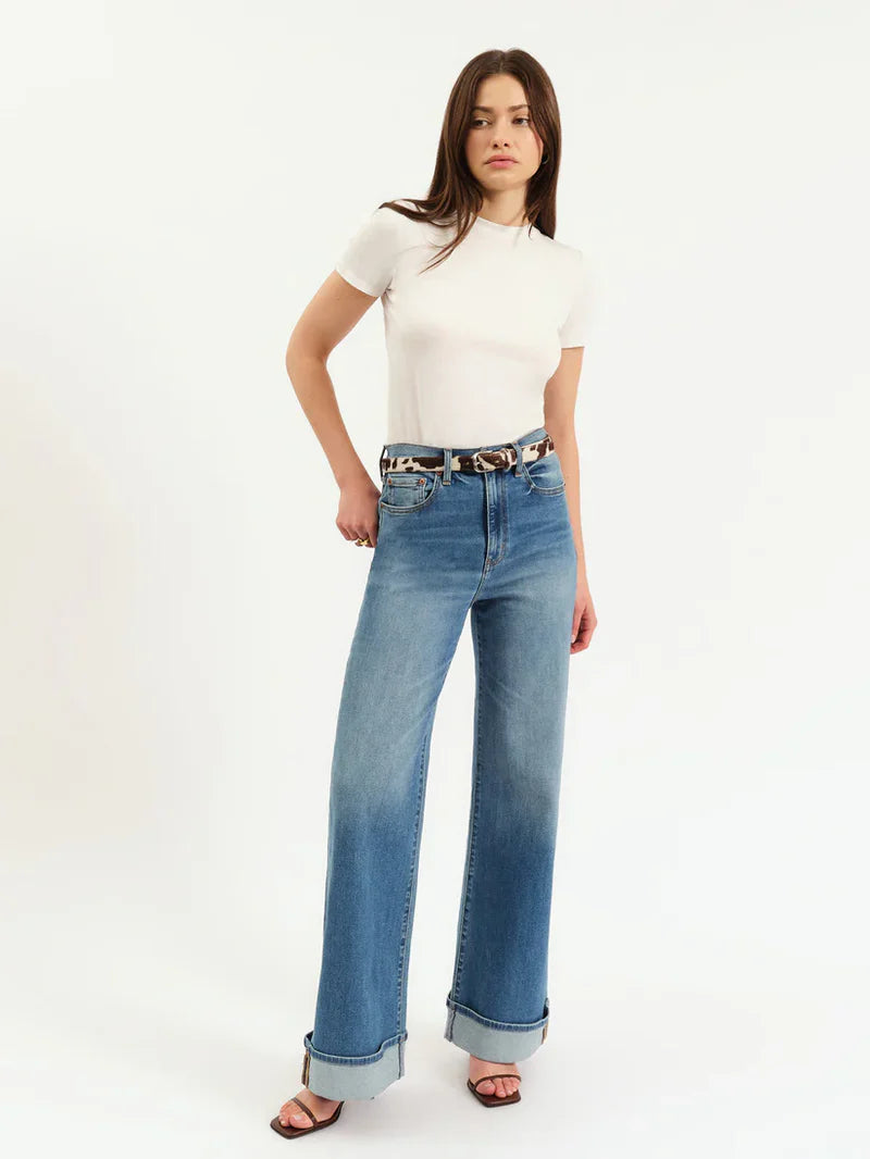 wide leg cuffed jeans women, far out wide leg jeans women, blue wide leg jeans women