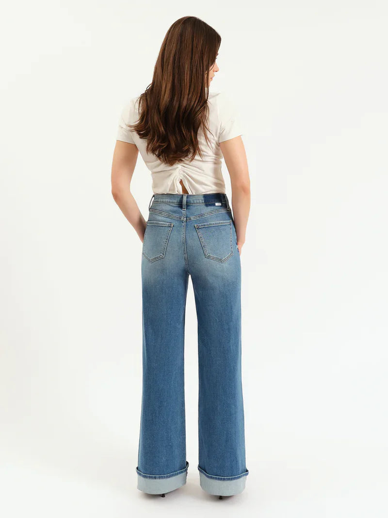 statement wide leg jeans women, high waist loose jeans women, vintage wash wide leg jeans women