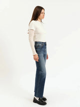 deep blue wash jeans, timeless straight leg denim, relaxed vintage wash jeans