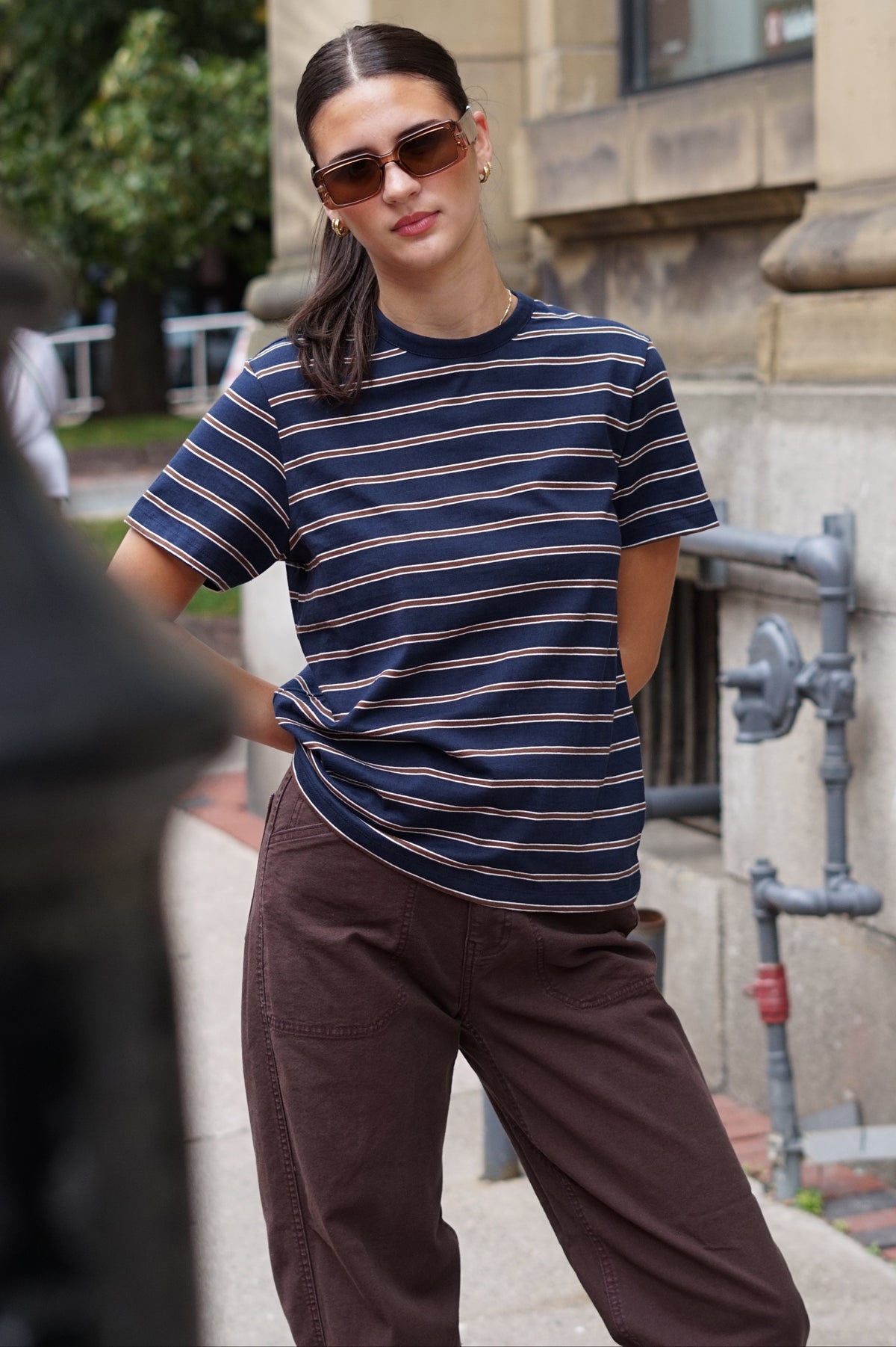 Keaton Stripe Tee- Navy