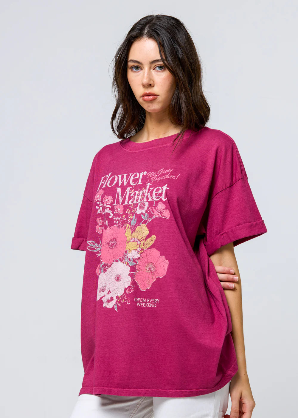 GIRL DANGEROUS, vintage floral graphic shirt, dusty rose t shirt women, relaxed fit graphic tee, aesthetic flower shirt