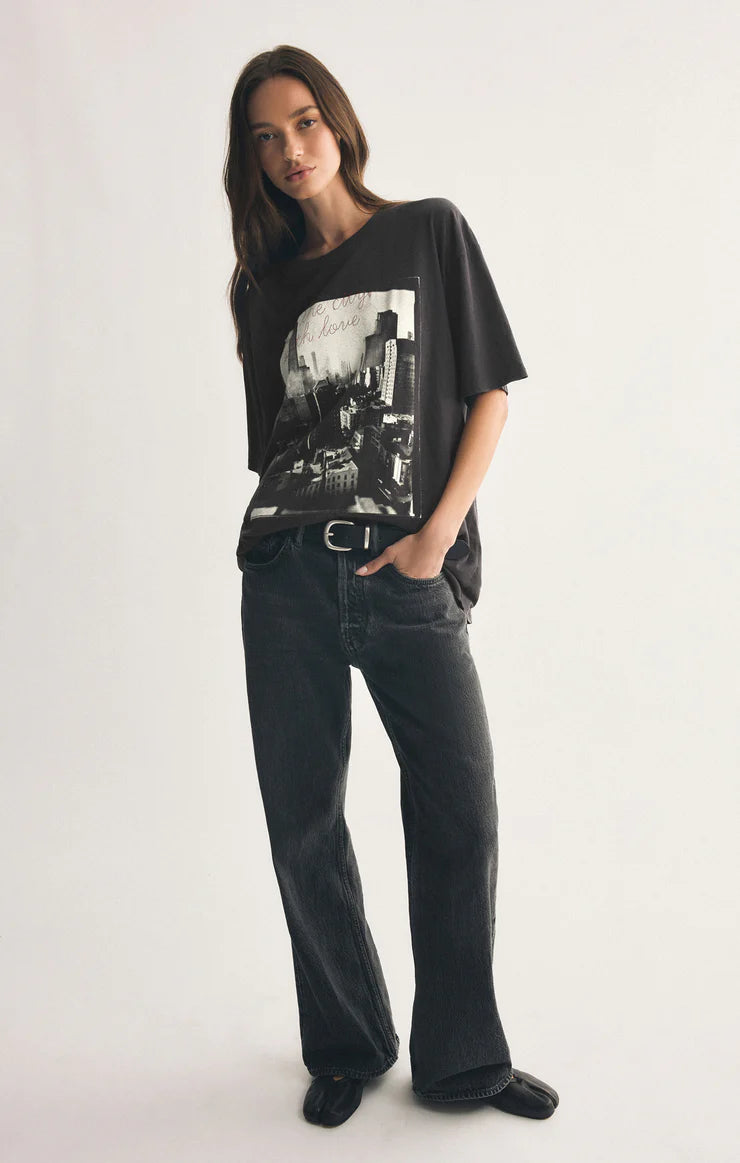 oversized New York t-shirt, vintage wash tee, relaxed streetwear top