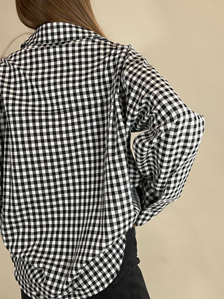 OVERSIZED GINGHAM BUTTONDOWN Top MIMOSA 